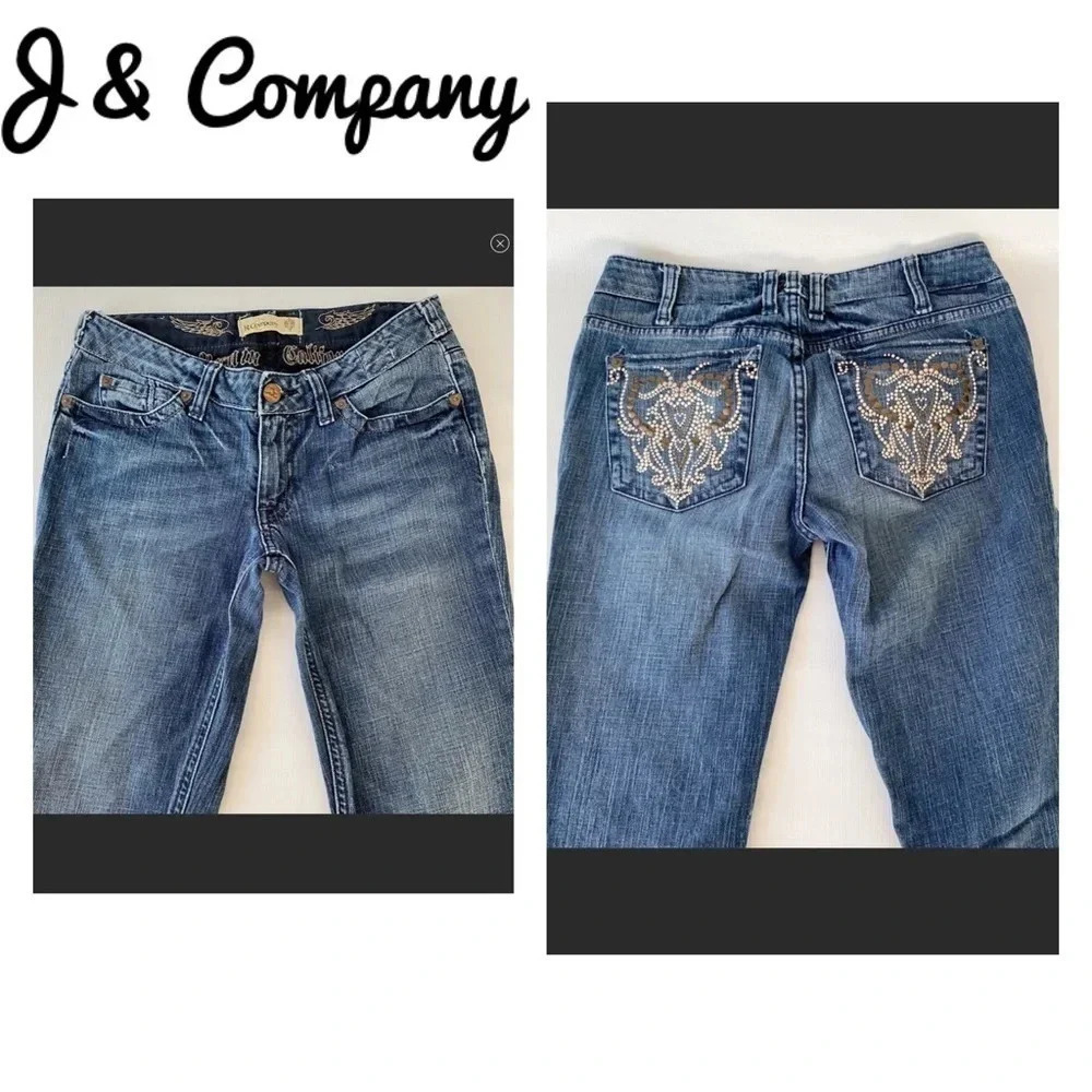 J & Company Straight Leg Embellished Jeans